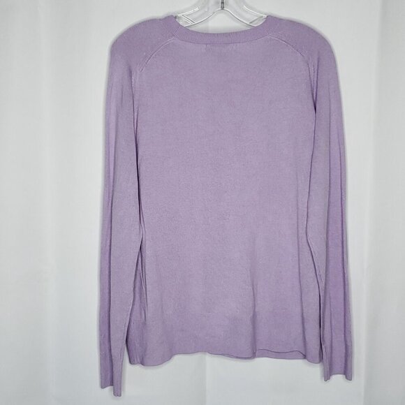 Banana Republic Pullover Crew Sweater L Lilac Purple Lightweight Silk Blend NEW - Picture 2 of 4